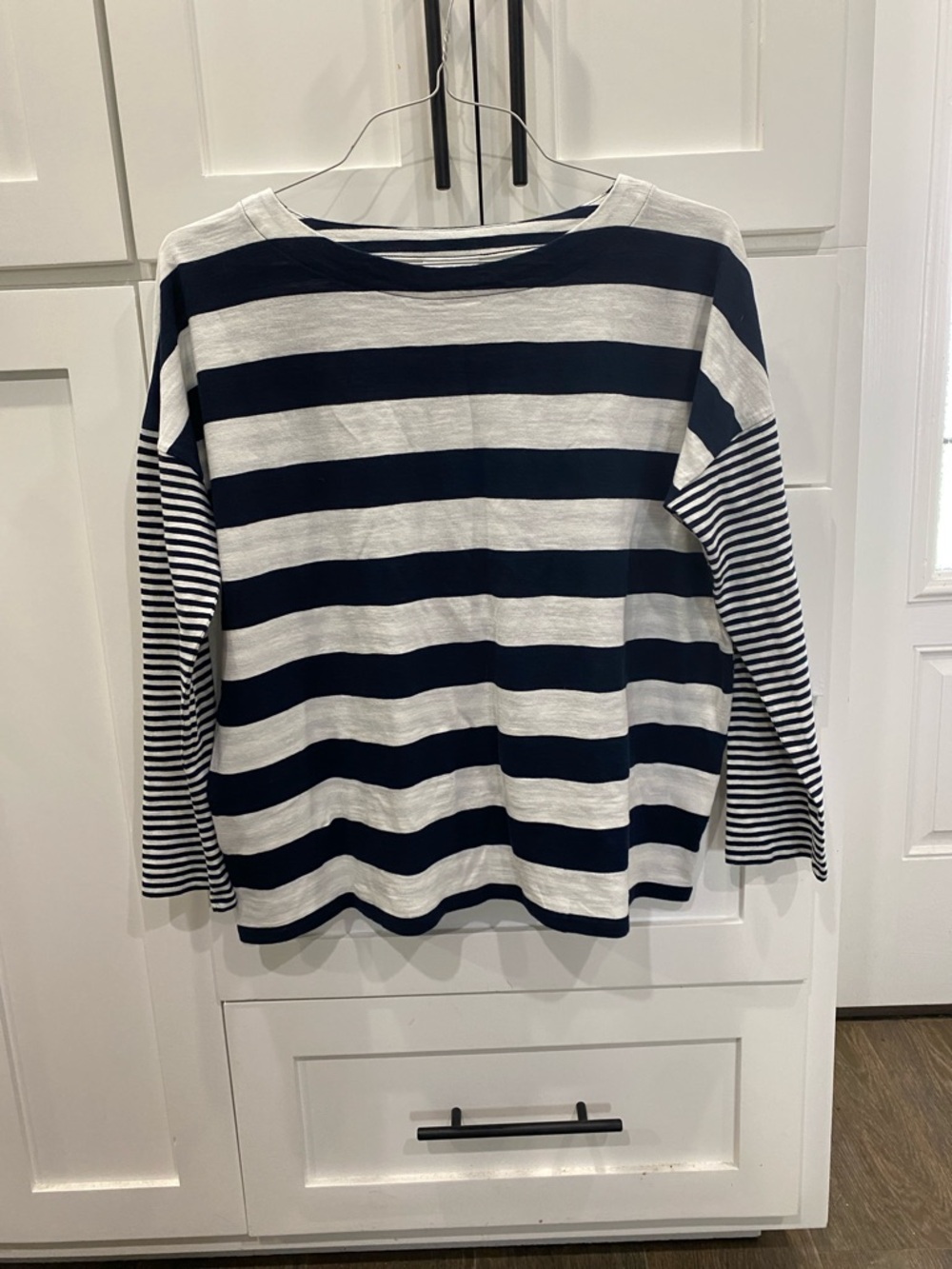 J. Jill Navy and Cream Striped Top